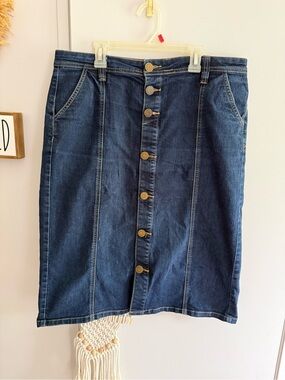 SOLD Christopher & Banks button front denim skirt